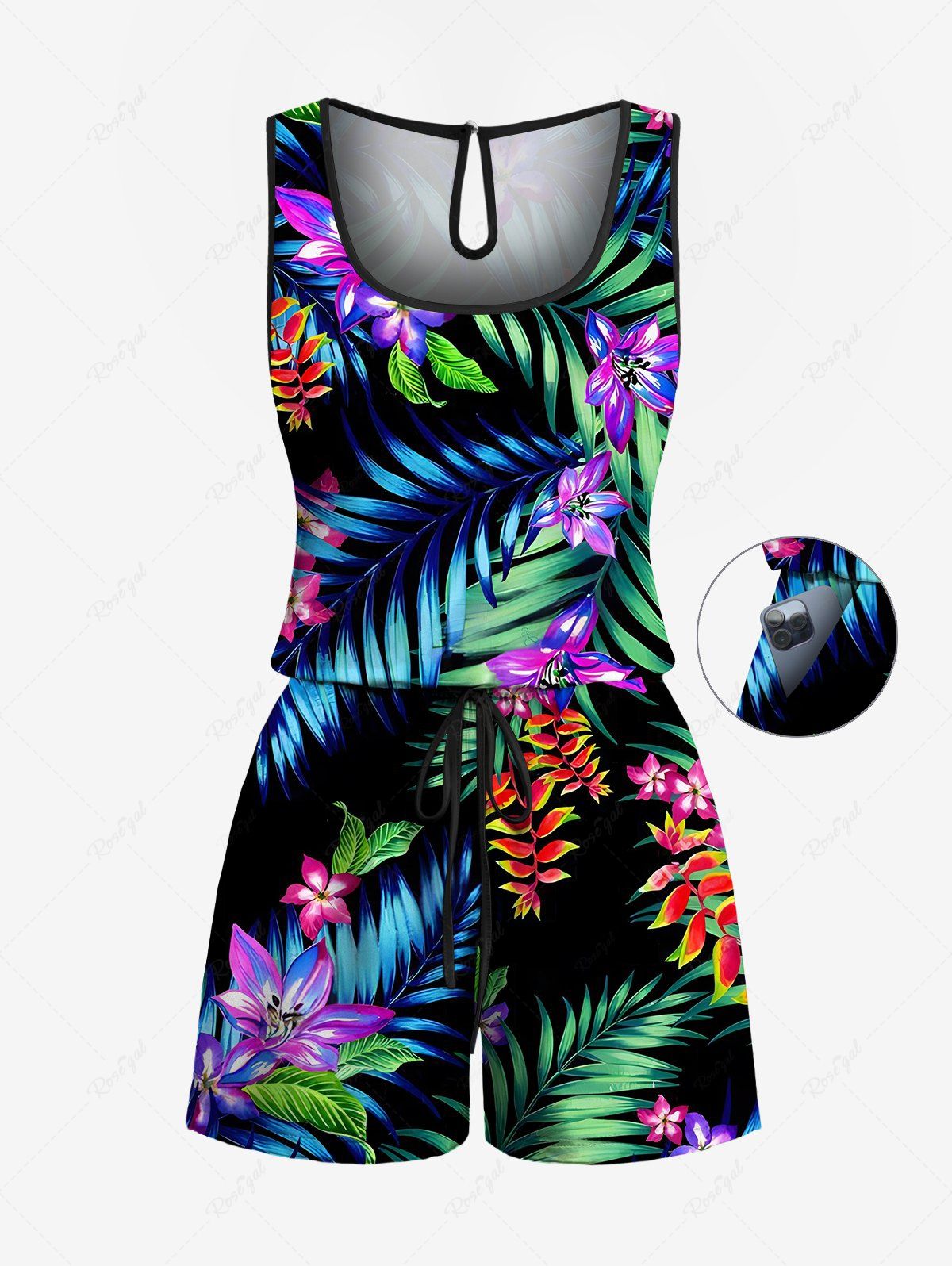 Tropical Leaf Flower Printed Hawaii Shirt Romper Dog And Owner Matching Outfits