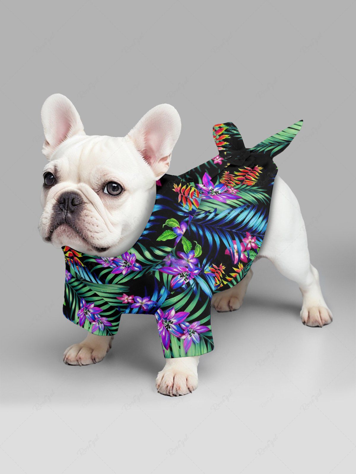 Pet's Tropical Leaf Flower Print Hawaii Button Shirt