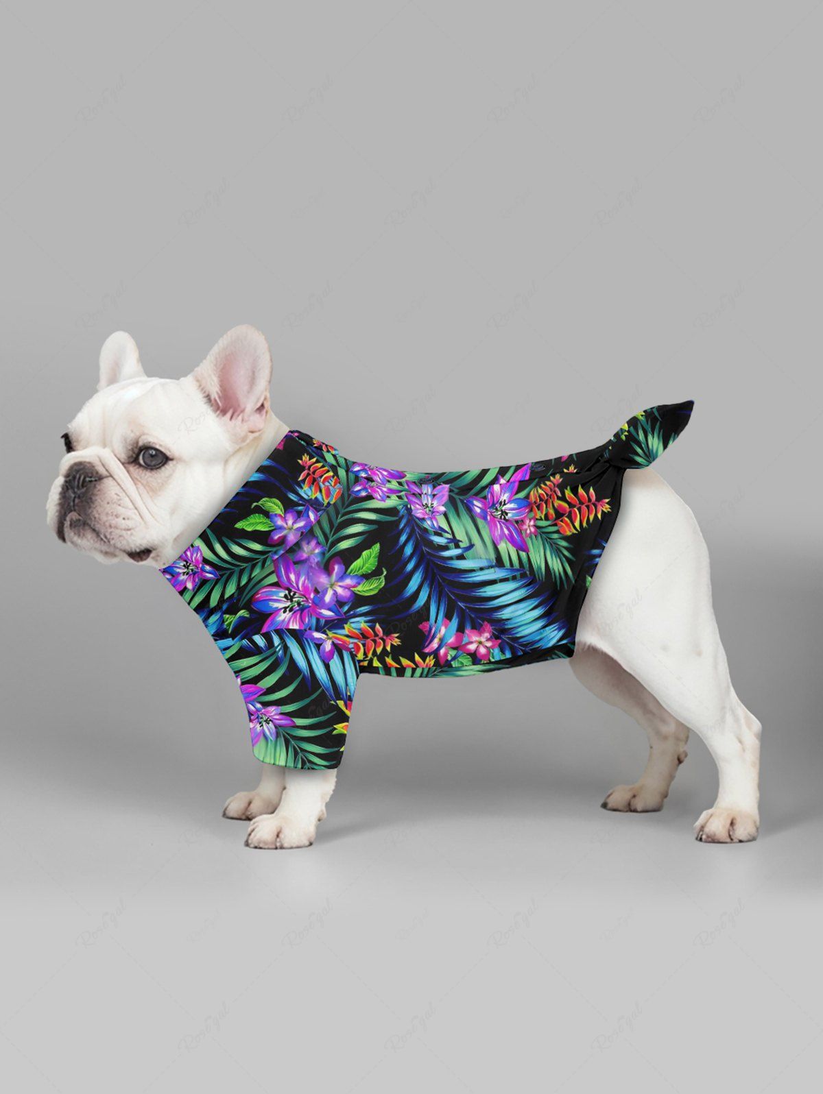 Pet's Tropical Leaf Flower Print Hawaii Button Shirt