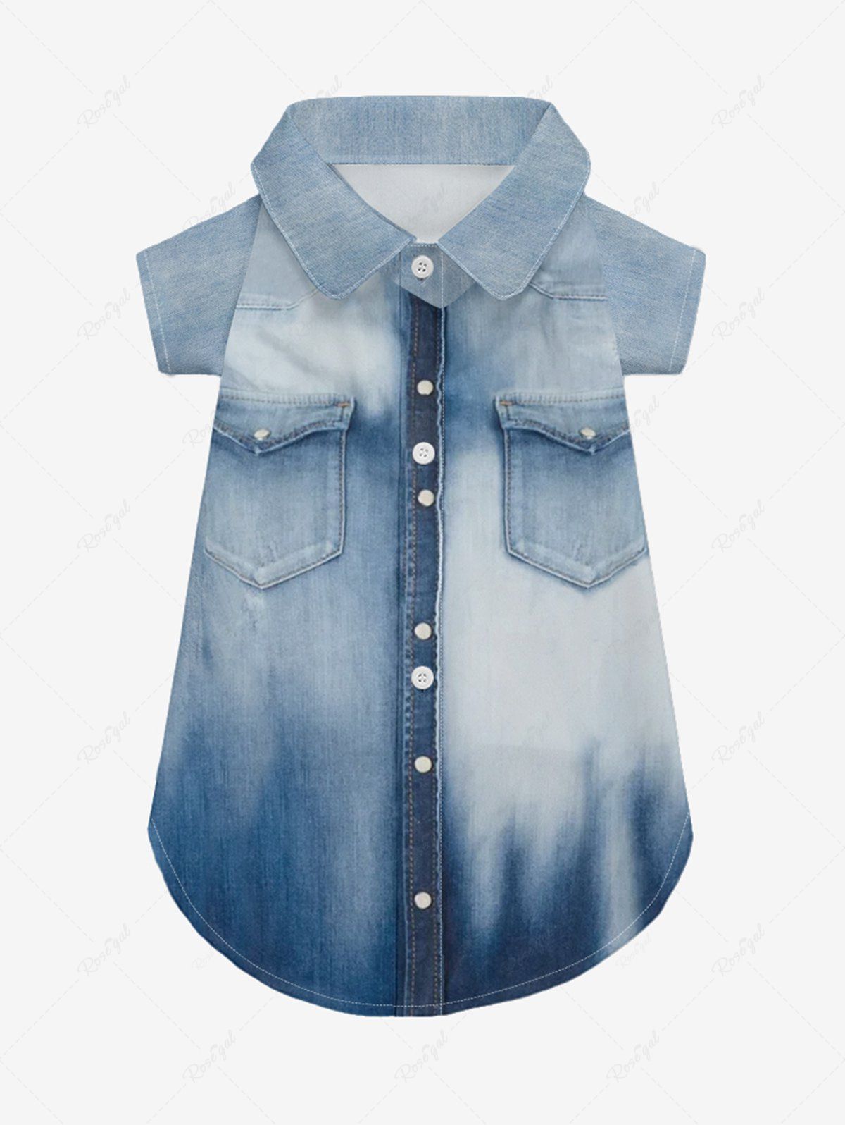 Ombre Denim 3D Print Shirts Dog and Owner Matching Outfits