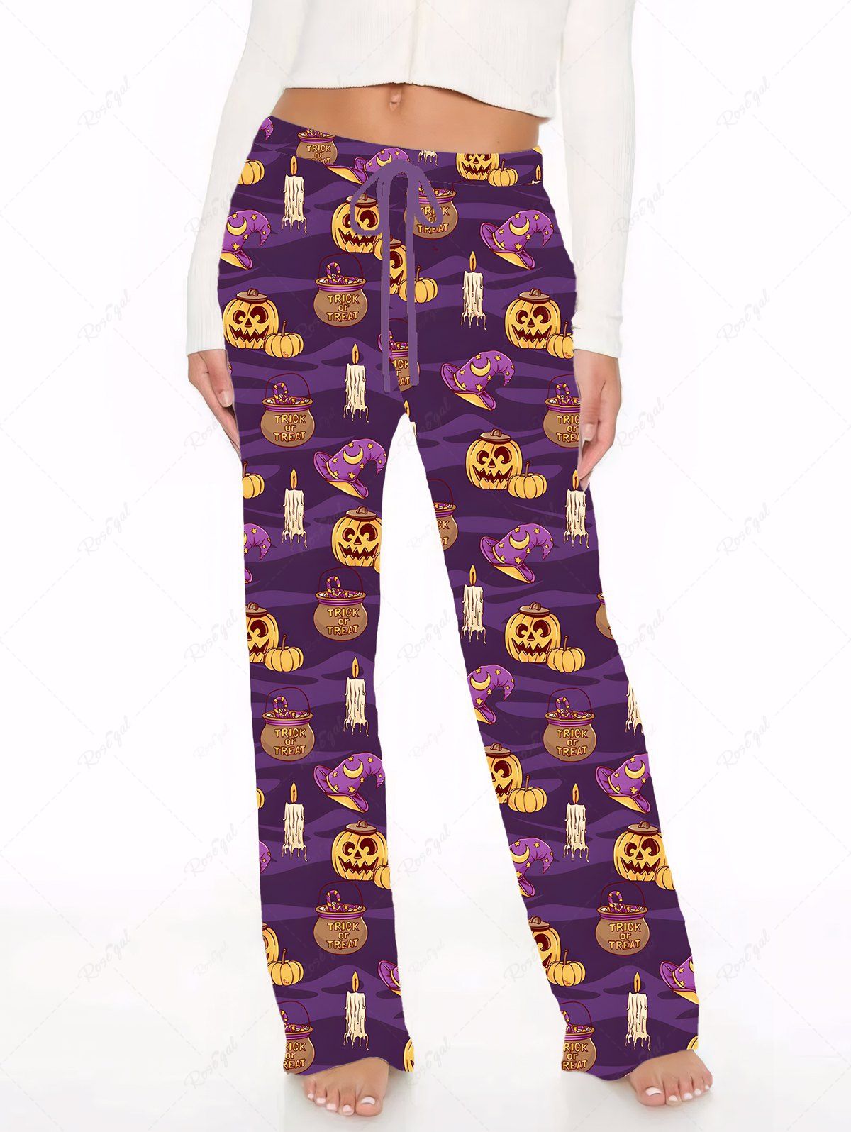 Pumpkin Wizard Hat Candle Printed Halloween T-shirt Pants Dog And Owner Matching Outfits