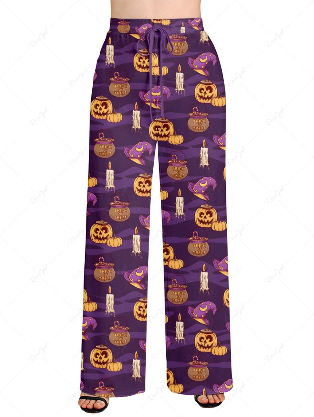 Pumpkin Wizard Hat Candle Printed Halloween T-shirt Pants Dog And Owner Matching Outfits