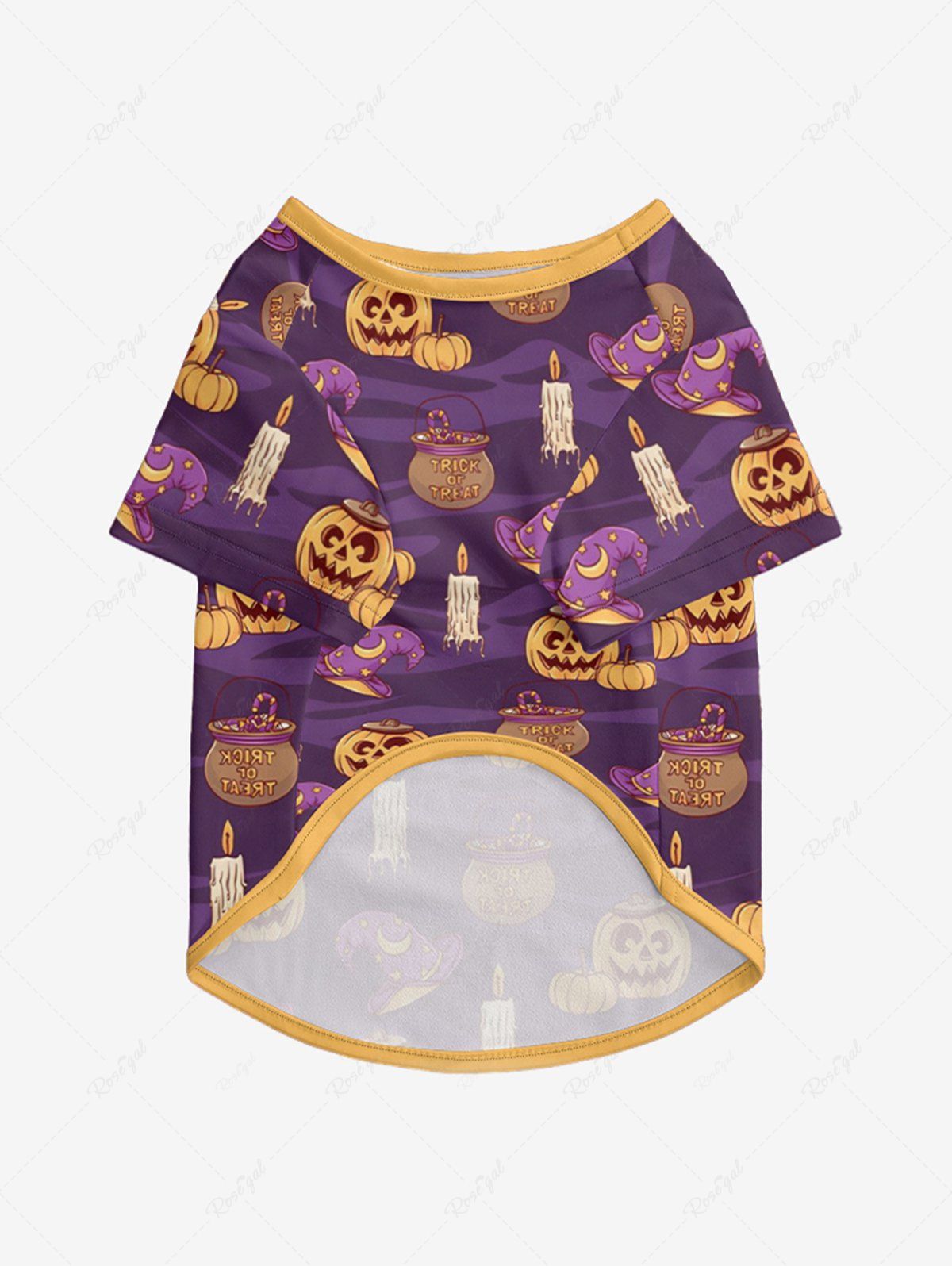 Pumpkin Wizard Hat Candle Printed Halloween T-shirt Pants Dog And Owner Matching Outfits