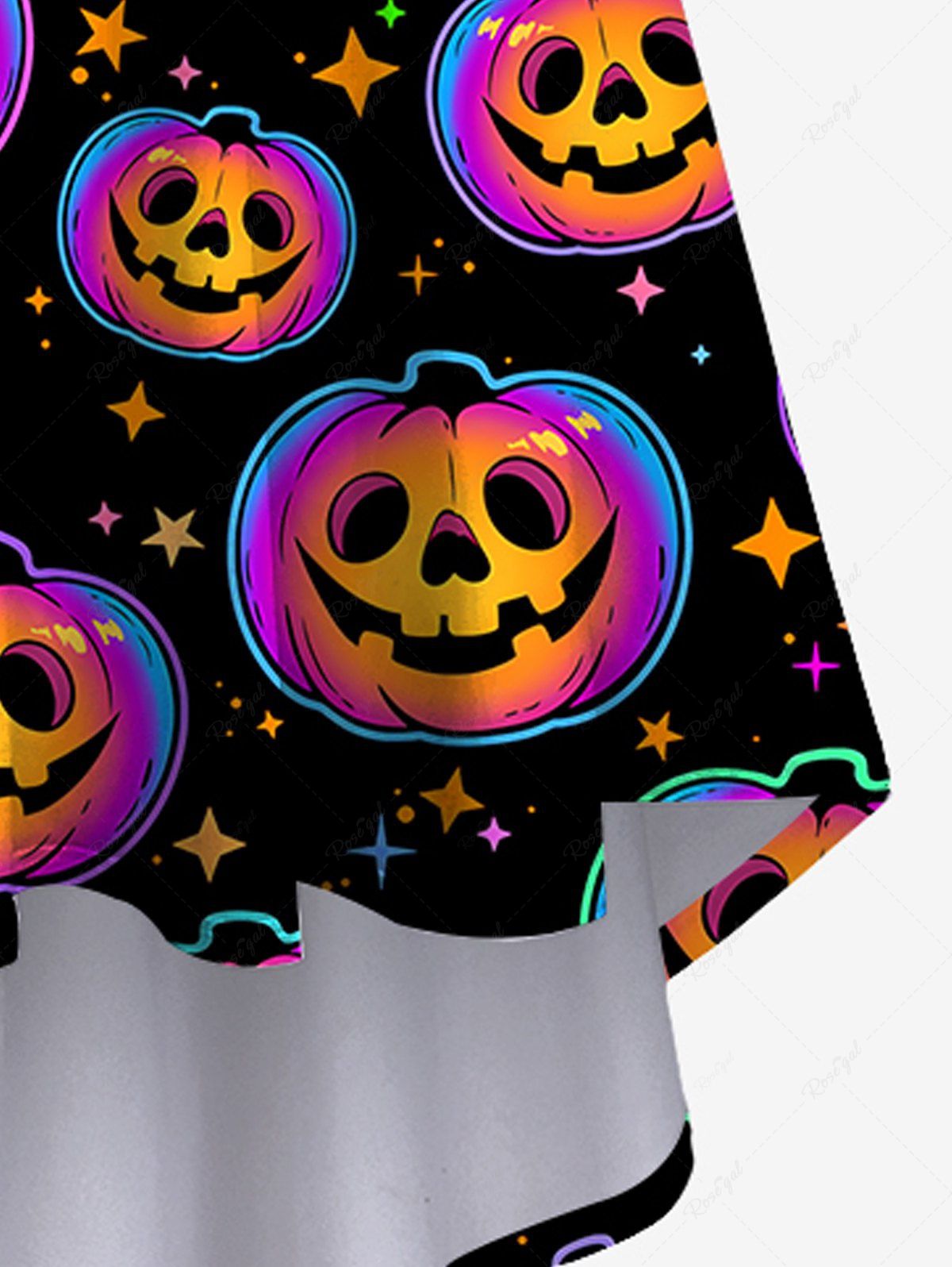 Plus Size Halloween Pumpkin Star Print High Low Cami Dress