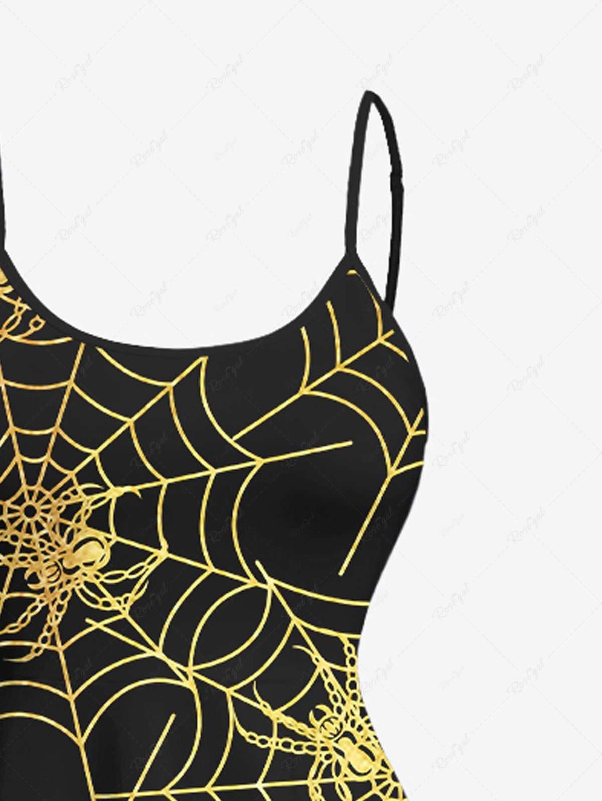 Plus Size Halloween Spider Web Print High Low Cami Dress