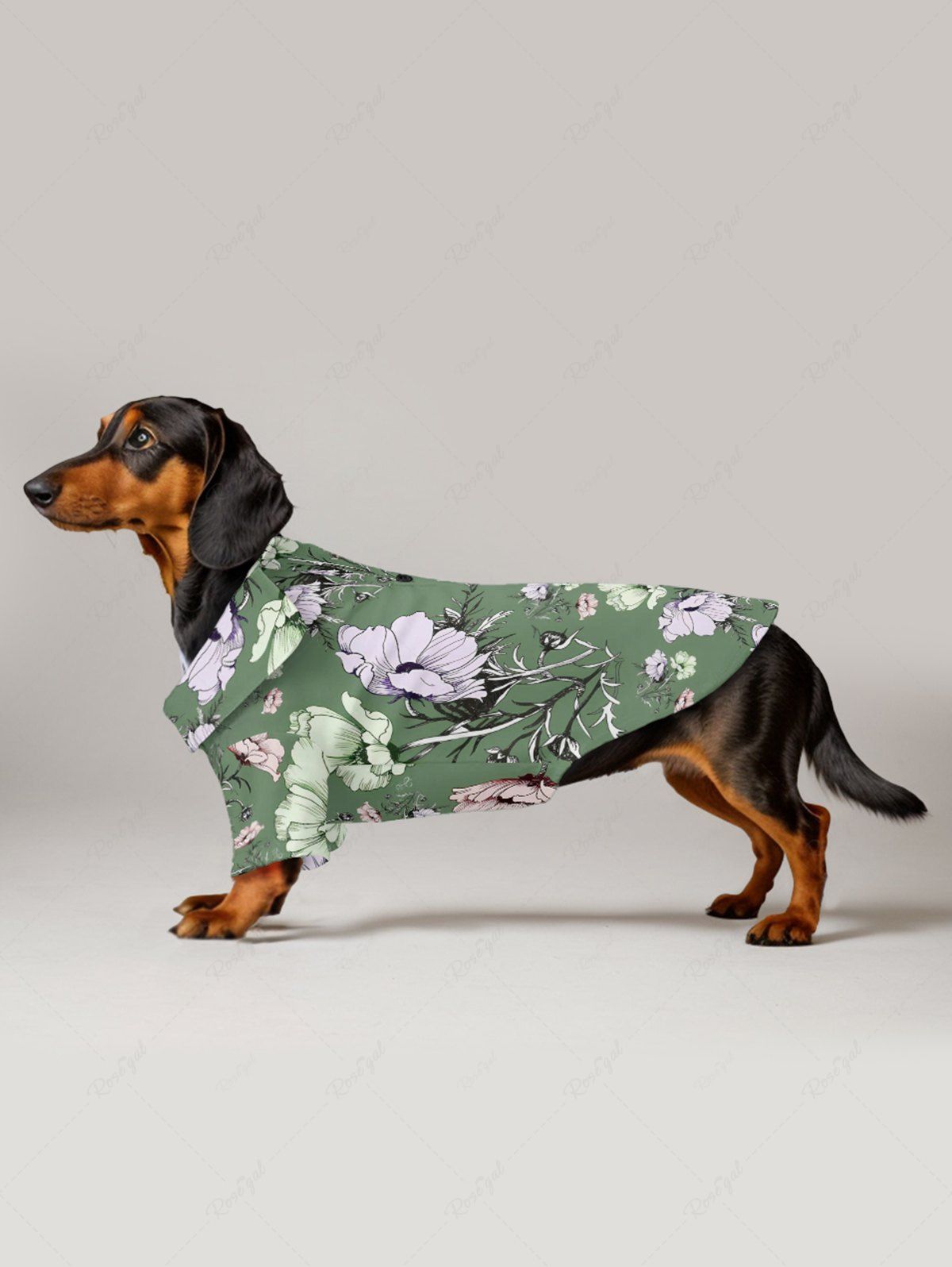 Pet's Flower Branch Print Hawaii Button Shirt