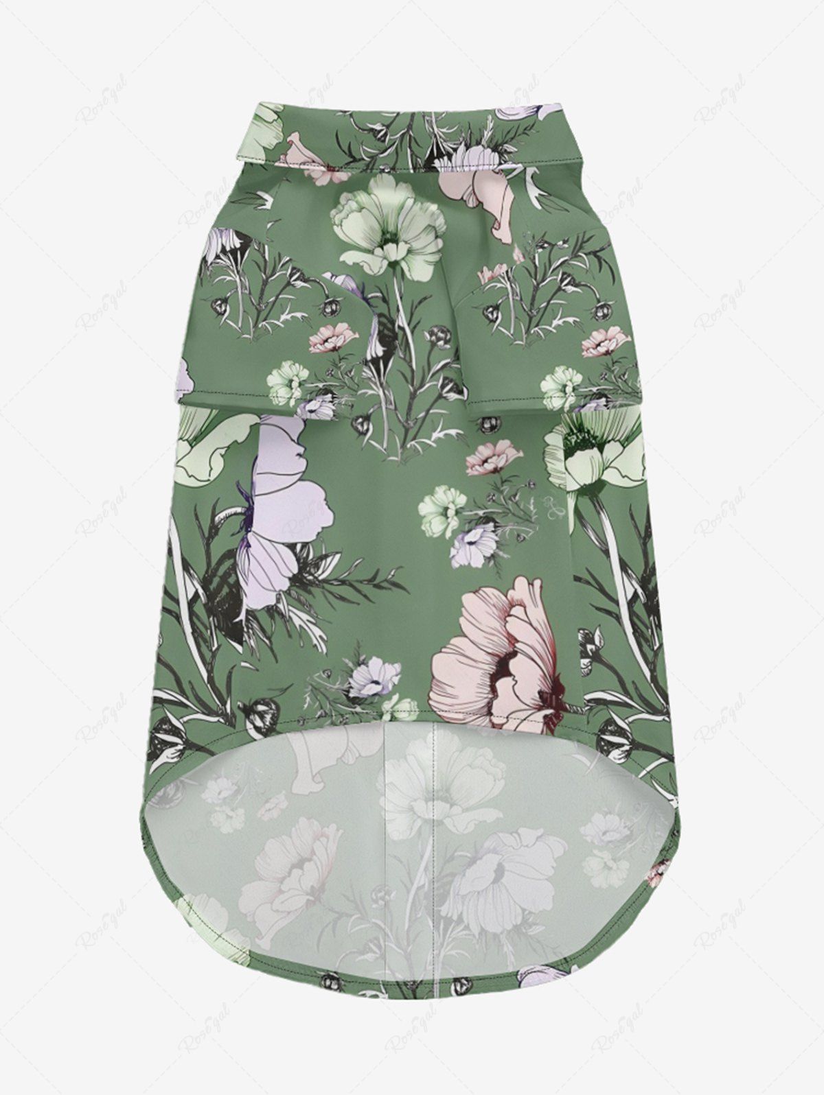 Pet's Flower Branch Print Hawaii Button Shirt