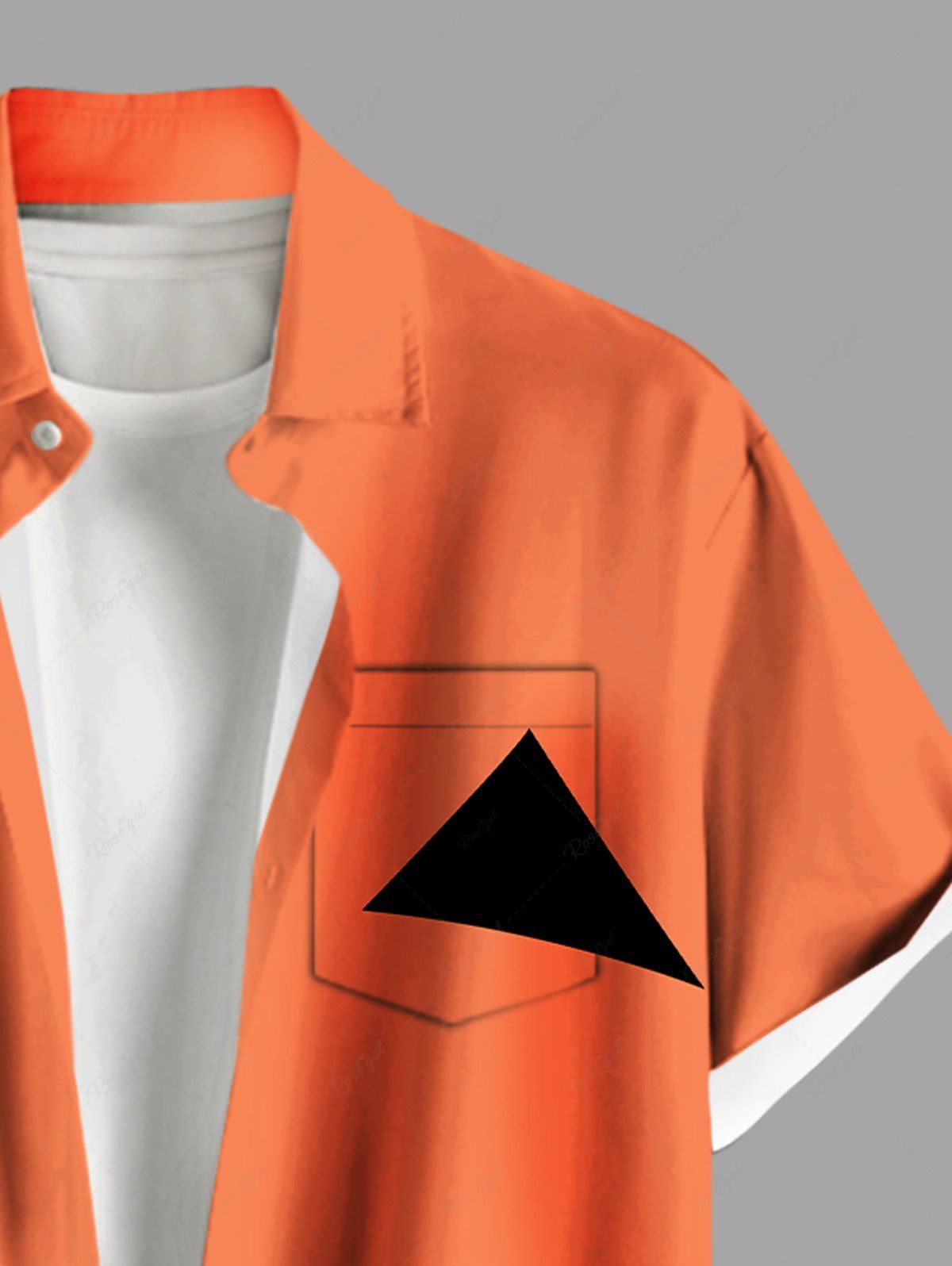 Plus Size Halloween Pumpkin Smile Face Print Buttons Pocket Shirt For Men