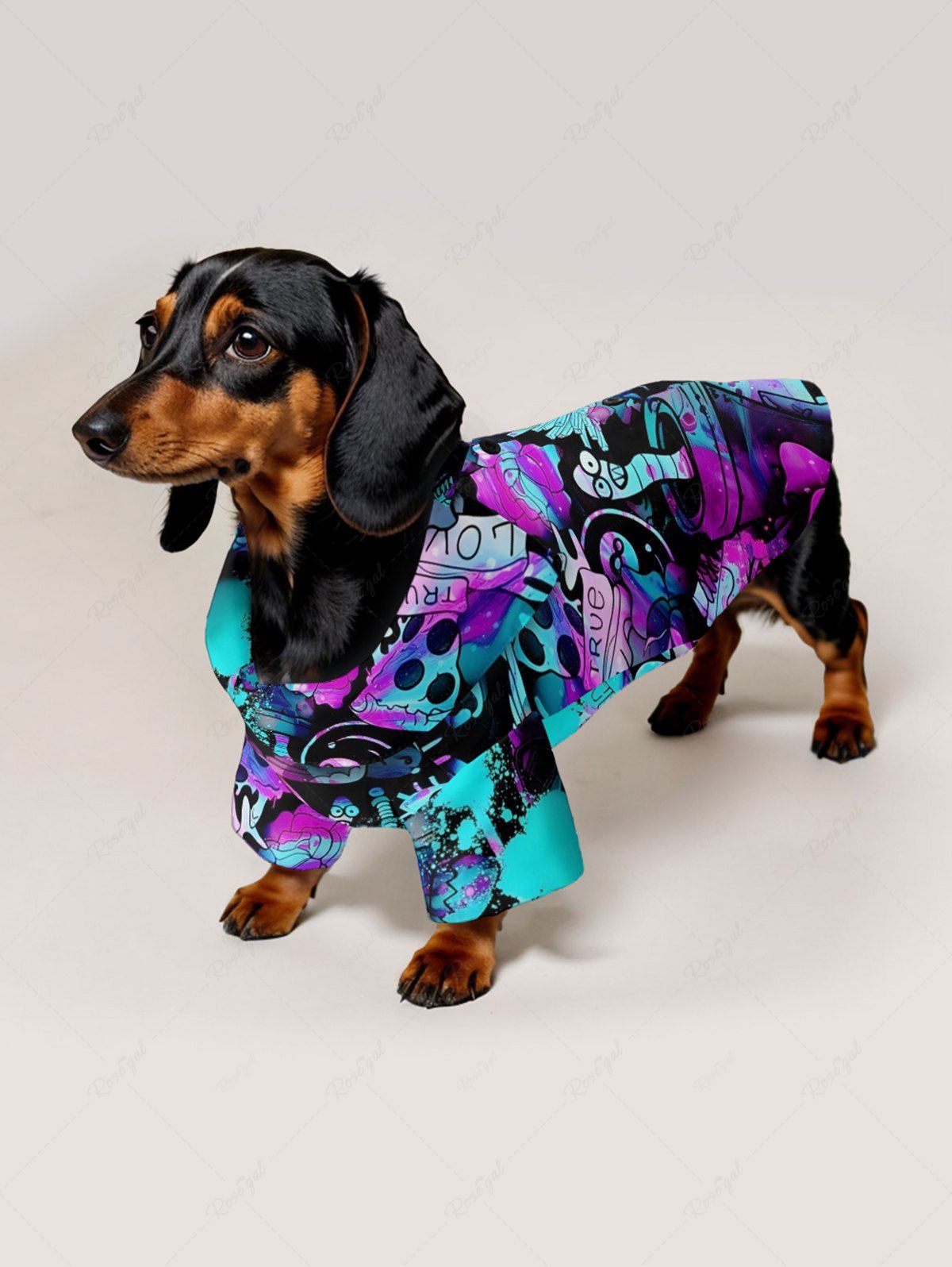 Skull Bird Graffiti Printed Shirt Dress Dog And Owner Matching Outfits