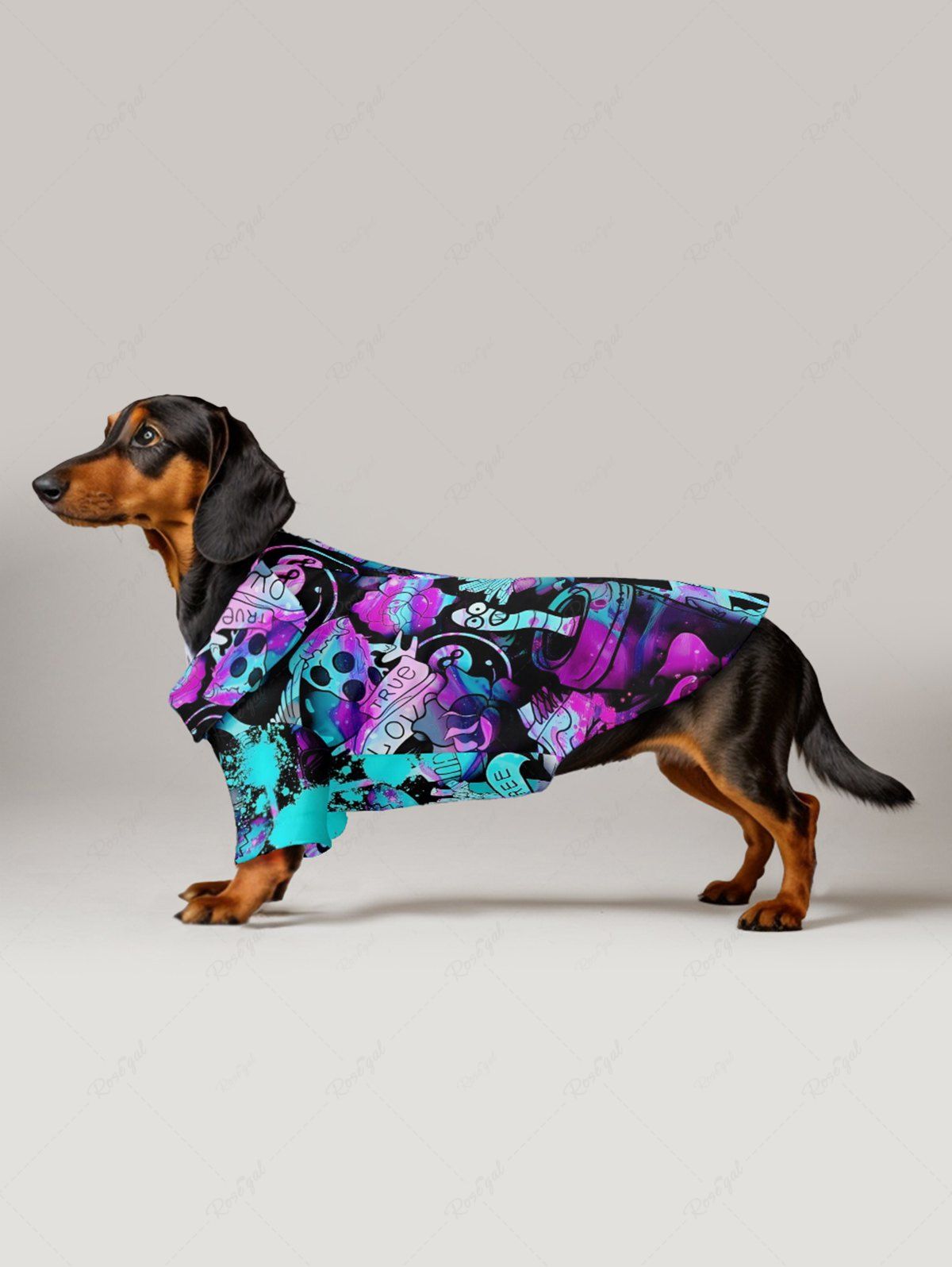 Skull Bird Graffiti Printed Shirt Dress Dog And Owner Matching Outfits