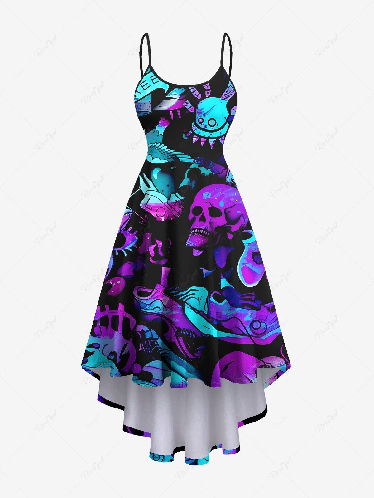 Skull Bird Graffiti Printed Shirt Dress Dog And Owner Matching Outfits