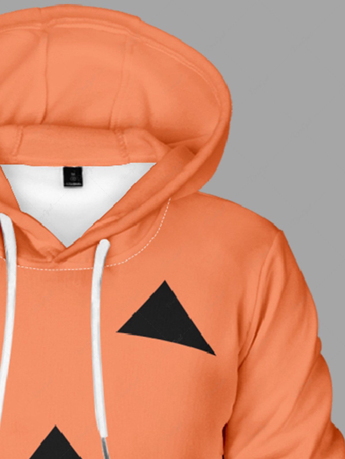 Plus Size Pumpkin Smile Face Print Pockets Drawstring Hoodie