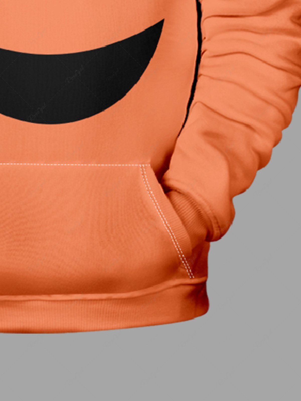 Plus Size Pumpkin Smile Face Print Pockets Drawstring Hoodie