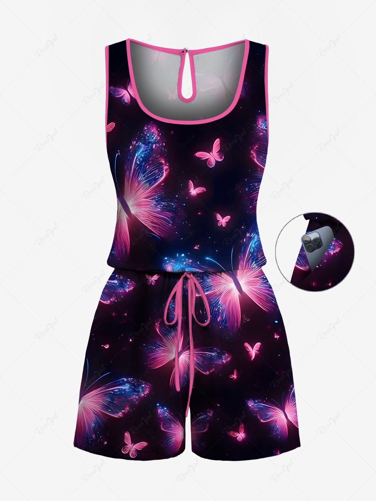 Glitter Butterfly Galaxy Printed Tank Top Romper Dog And Owner Matching Outfits