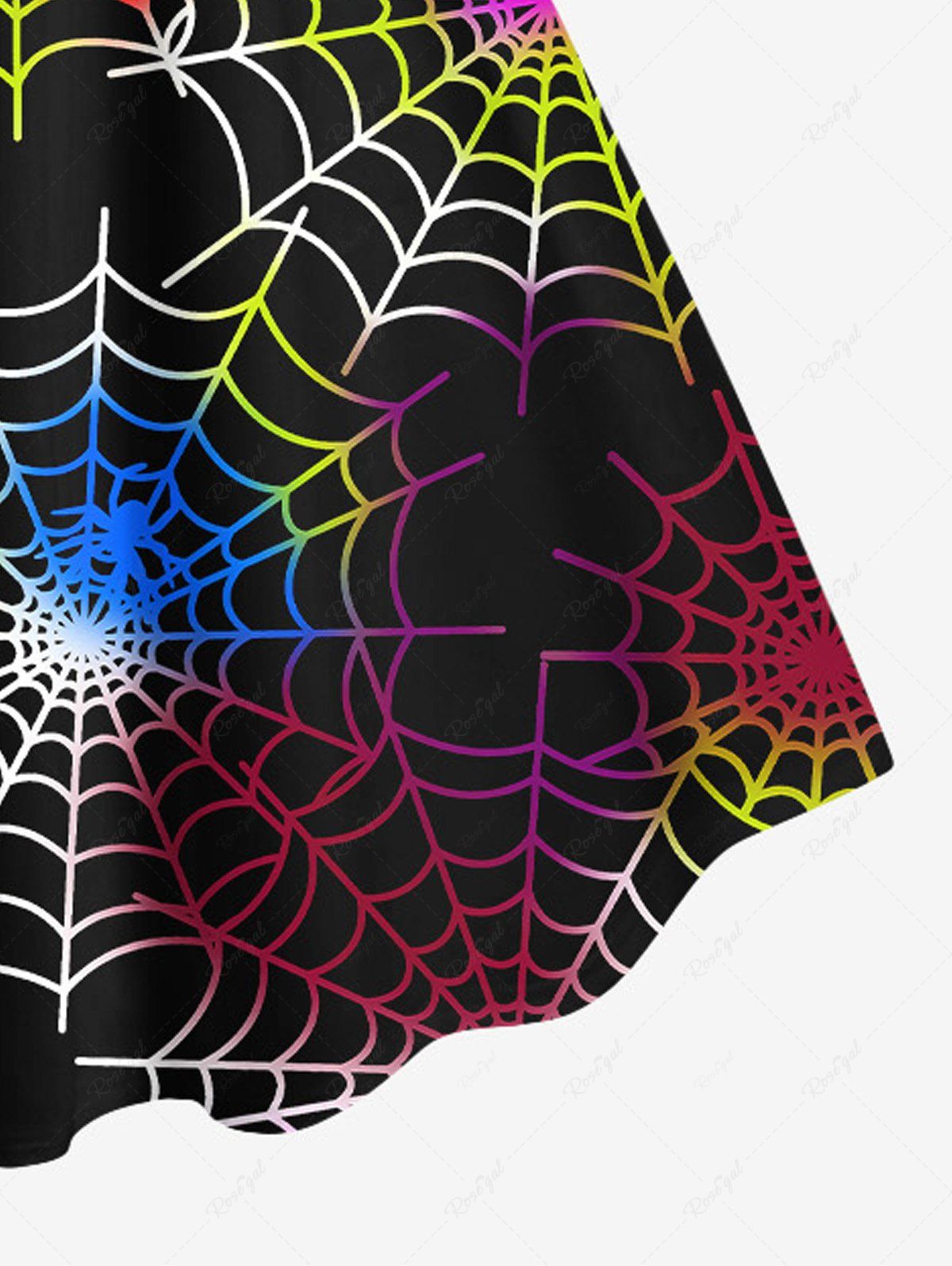 Plus Size Halloween Colorful Spider Web Print Tank Dress