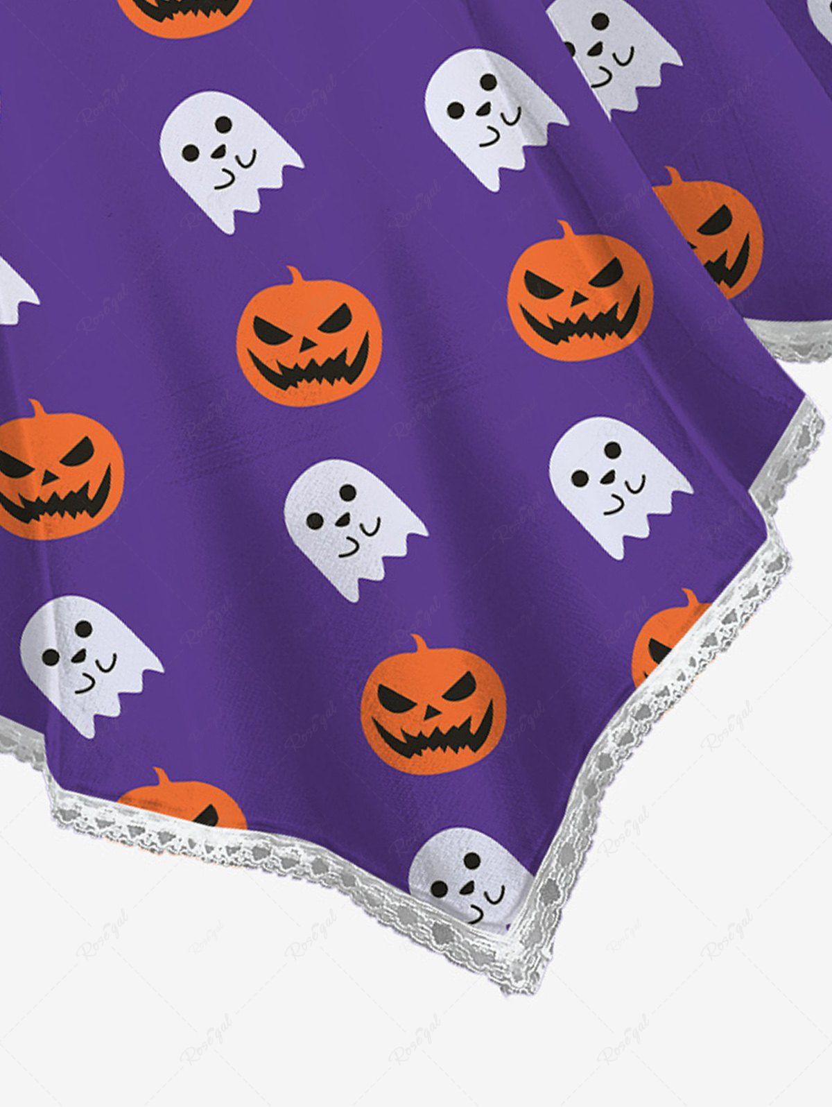 Plus Size Halloween Pumpkin Ghost Print Asymmetric Pullover Cape Cloak