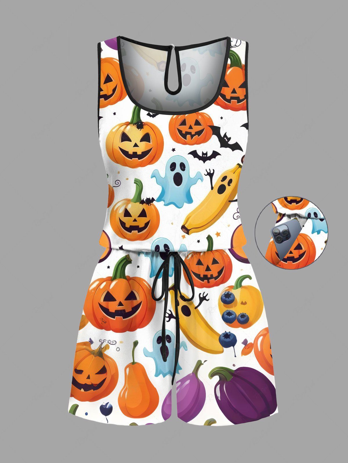 Pumpkin Ghost Bat Bananas Printed Halloween Shirt Romper Dog And Owner Matching Outfits