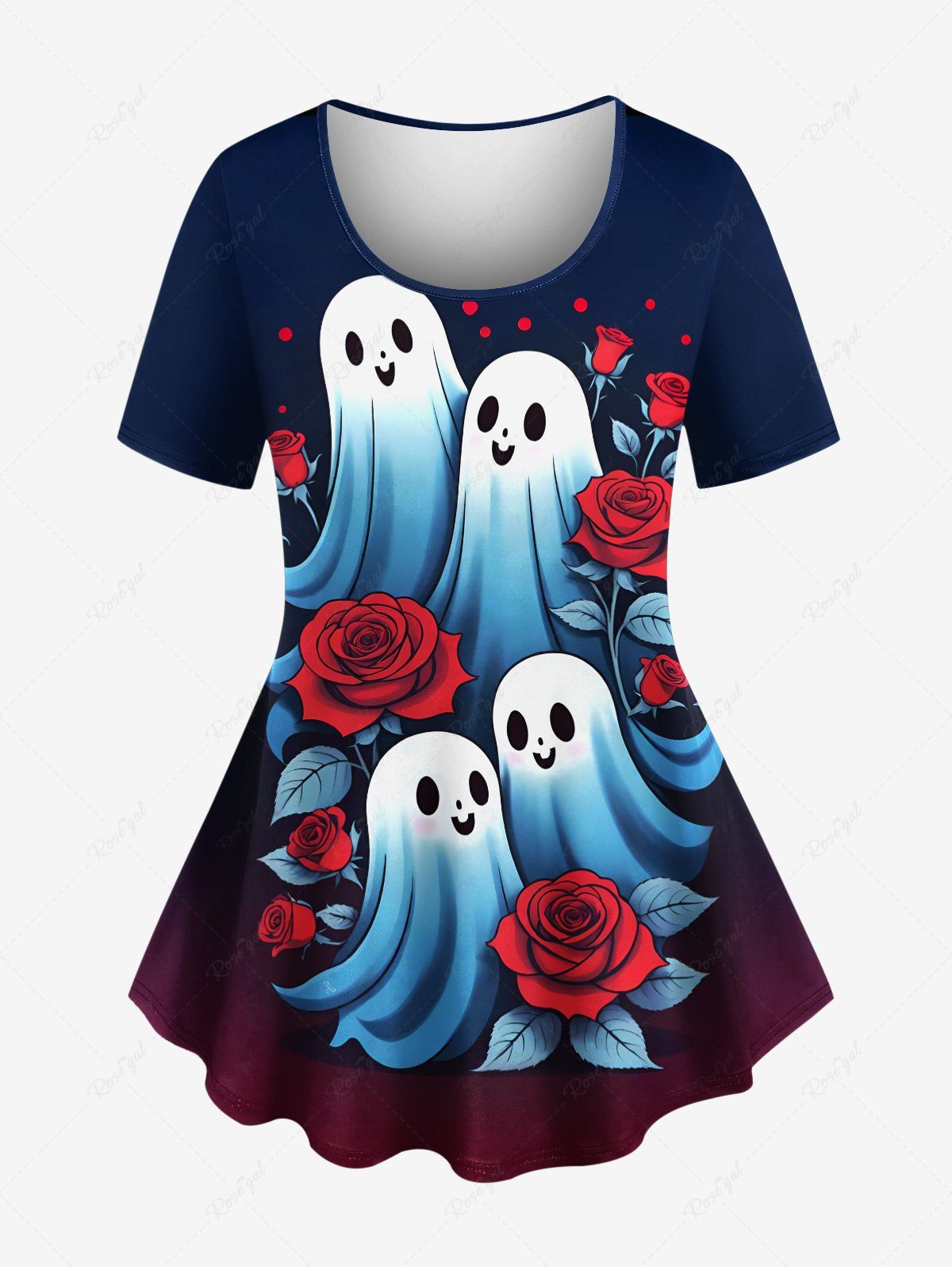 Ghost Rose Flower Printed Halloween T-shirt Dog And Owner Matching Outfits