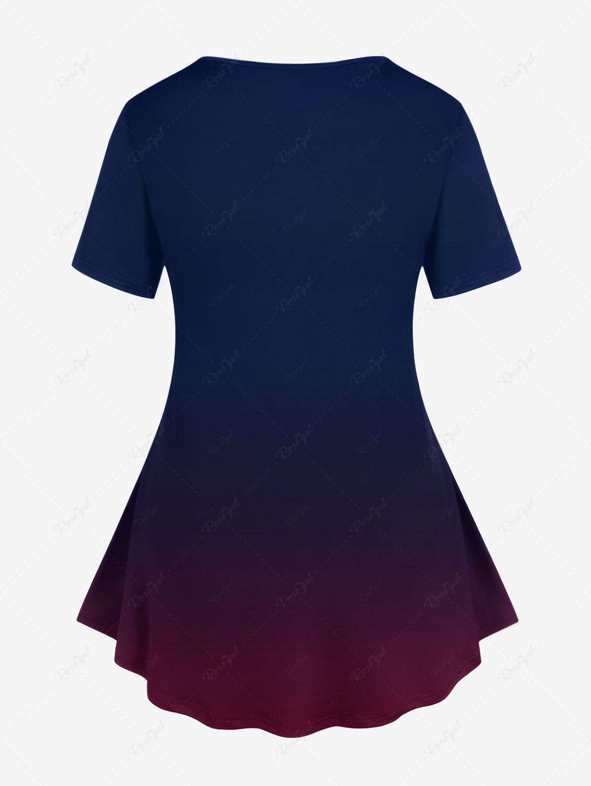 Plus Size Ghost Rose Flower Print Halloween Women T-shirt