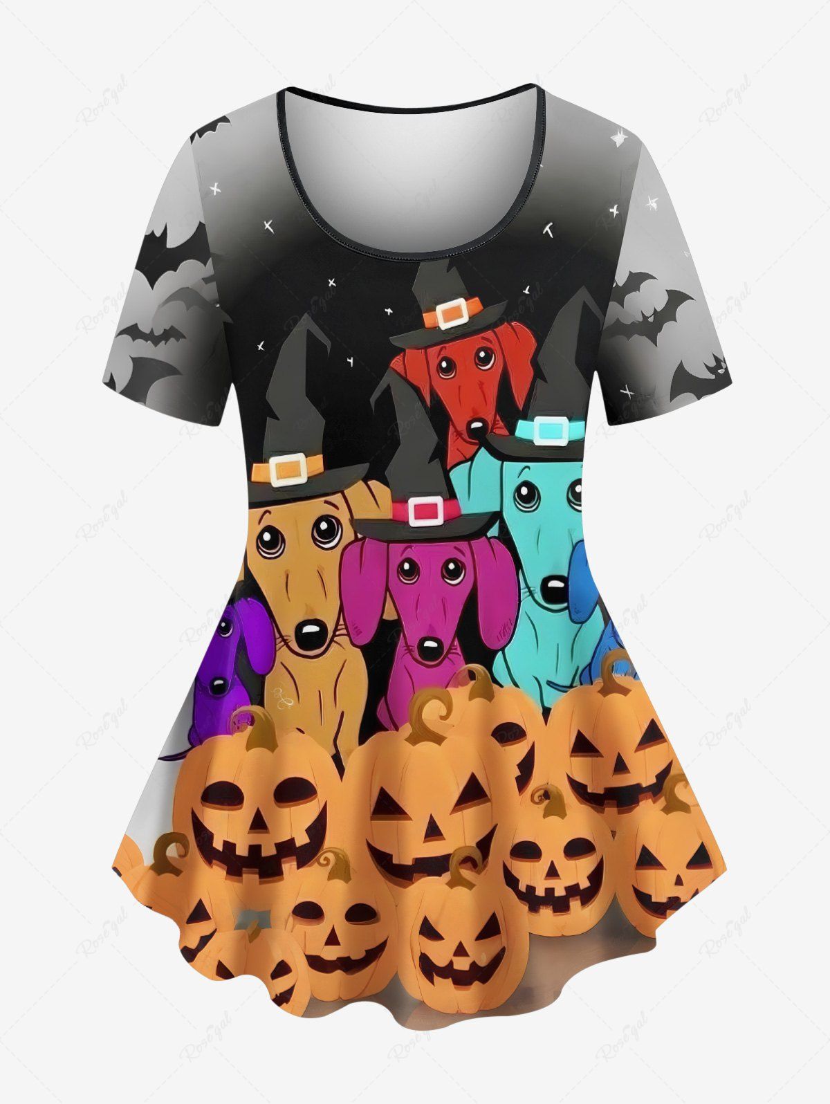 Pumpkin Puppy Bat Ombre Galaxy Printed Halloween Tank Top T-shirt Dog And Owner Matching Outfits
