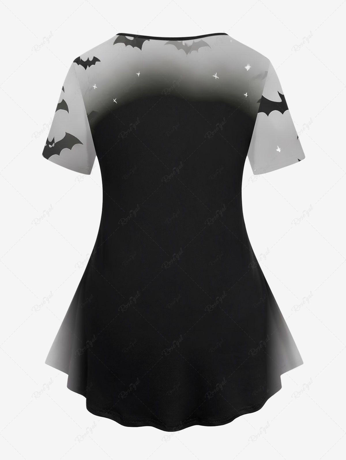 Plus Size Pumpkin Dog Bat Ombre Galaxy Print Halloween Women T-shirt