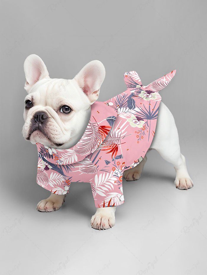 Tropical Leaf Hibiscus Flower Printed Hawaii Shirt Dress Dog And Owner Matching Outfits