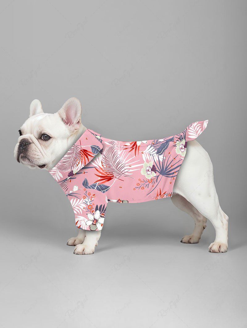 Tropical Leaf Hibiscus Flower Printed Hawaii Shirt Dress Dog And Owner Matching Outfits