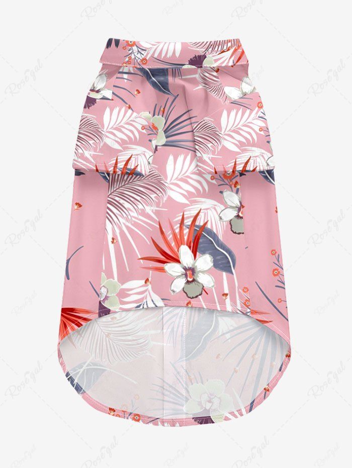Tropical Leaf Hibiscus Flower Printed Hawaii Shirt Dress Dog And Owner Matching Outfits