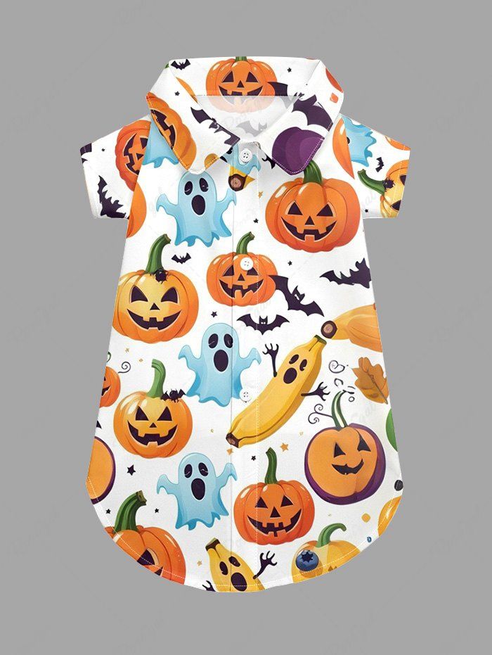Pumpkin Ghost Bat Bananas Printed Halloween Shirt Romper Dog And Owner Matching Outfits