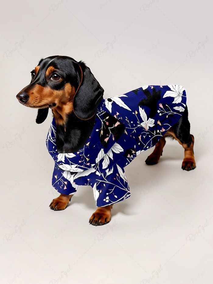 Leaf Branch Printed Shirt Romper Dog And Owner Matching Outfits