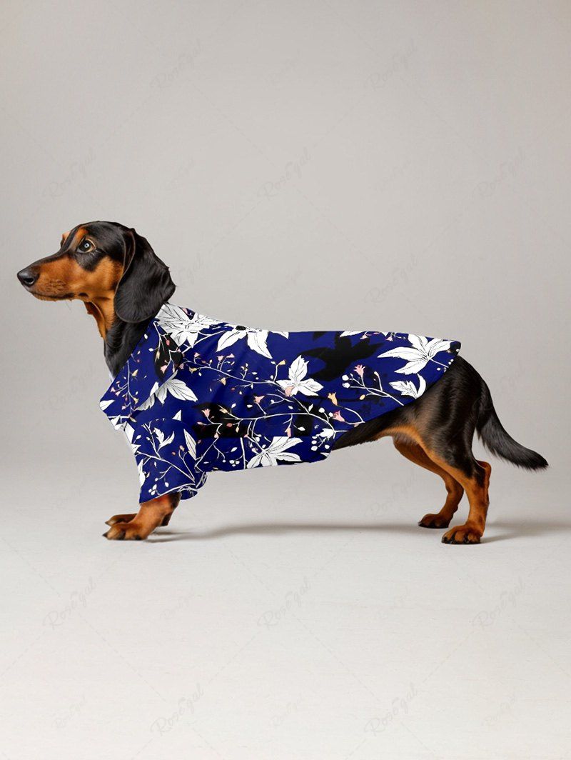 Leaf Branch Printed Shirt Romper Dog And Owner Matching Outfits