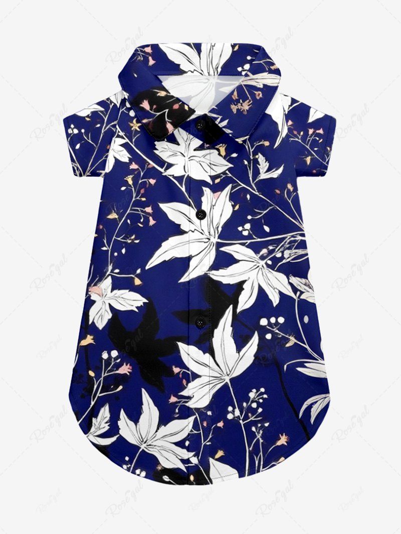 Leaf Branch Printed Shirt Romper Dog And Owner Matching Outfits
