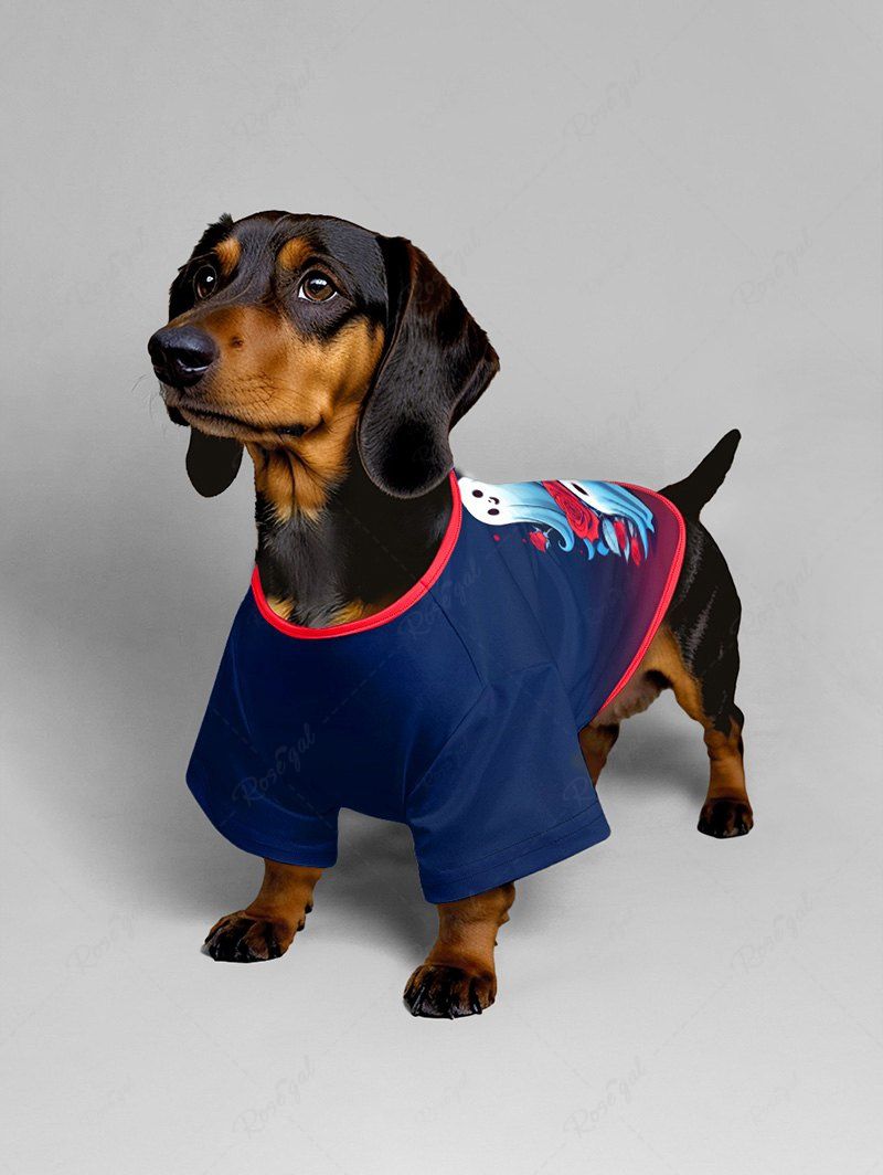 Ghost Rose Flower Printed Halloween T-shirt Dog And Owner Matching Outfits