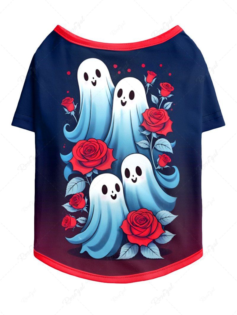 Ghost Rose Flower Printed Halloween T-shirt Dog And Owner Matching Outfits