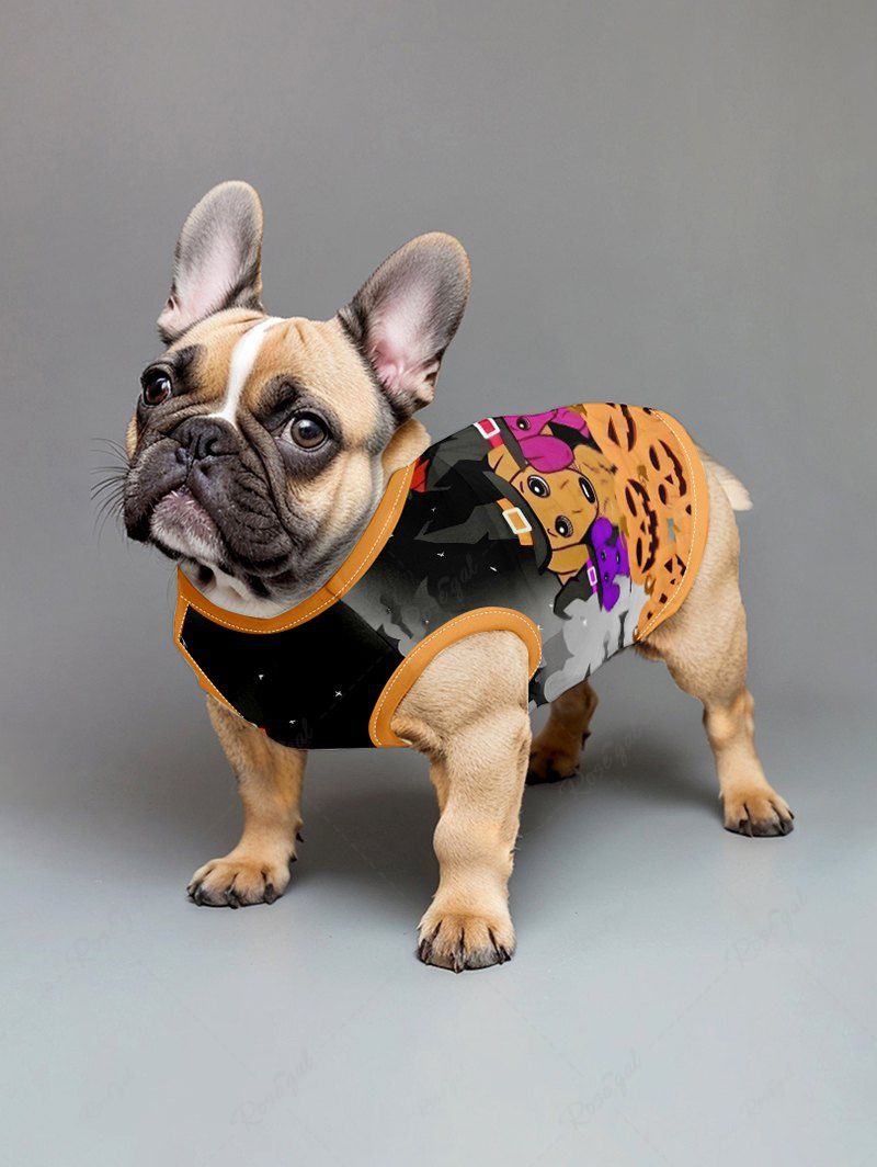Pumpkin Puppy Bat Ombre Galaxy Printed Halloween Tank Top T-shirt Dog And Owner Matching Outfits