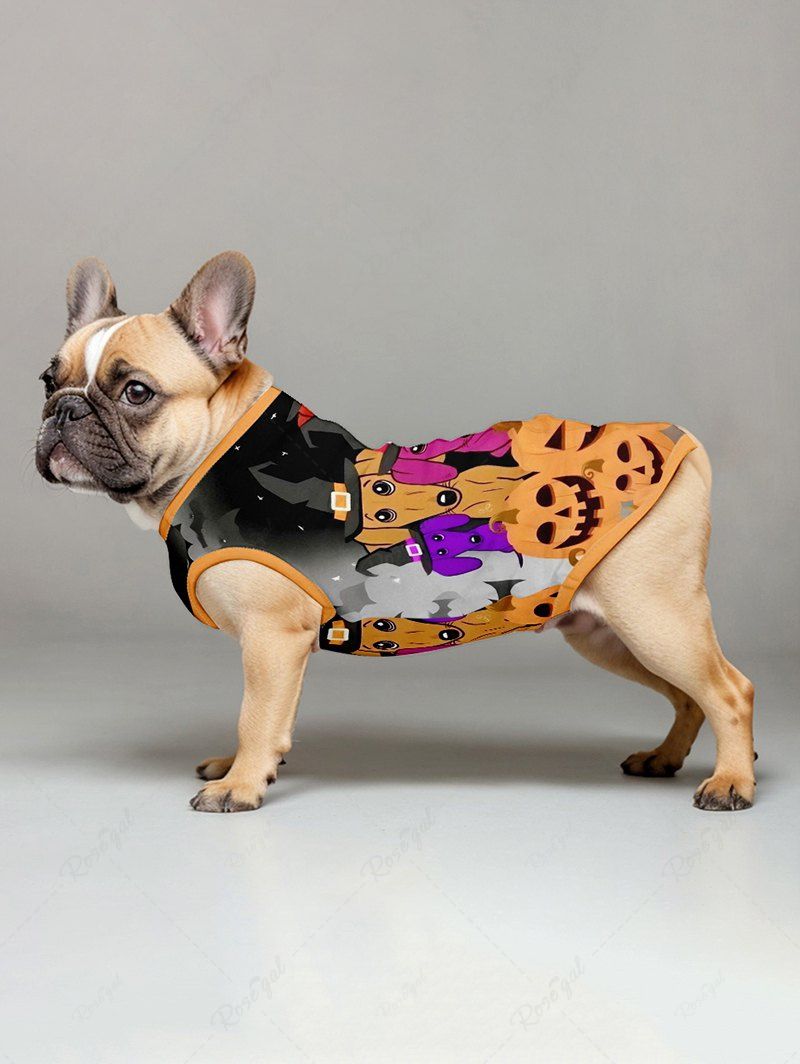 Pumpkin Puppy Bat Ombre Galaxy Printed Halloween Tank Top T-shirt Dog And Owner Matching Outfits