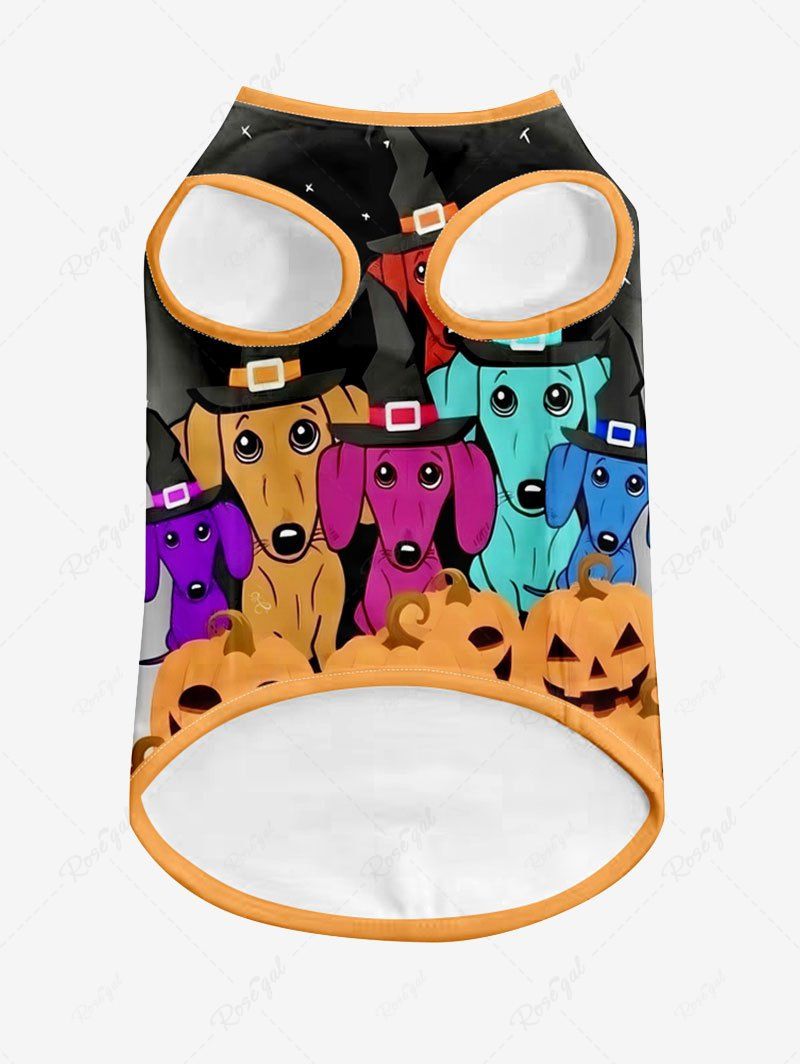 Pumpkin Puppy Bat Ombre Galaxy Printed Halloween Tank Top T-shirt Dog And Owner Matching Outfits