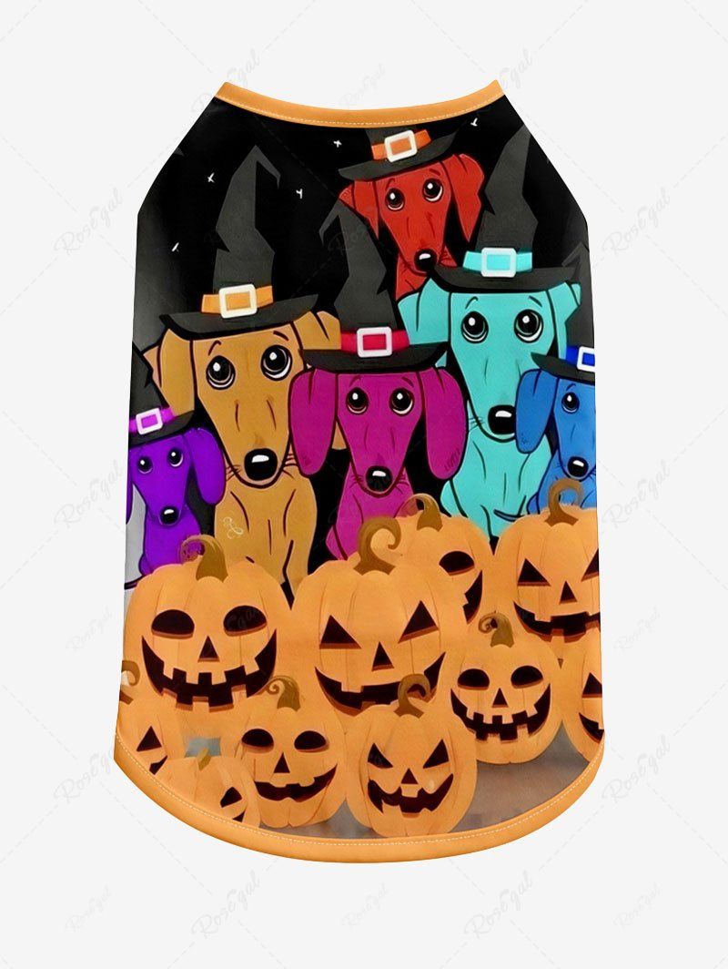 Pumpkin Puppy Bat Ombre Galaxy Printed Halloween Tank Top T-shirt Dog And Owner Matching Outfits