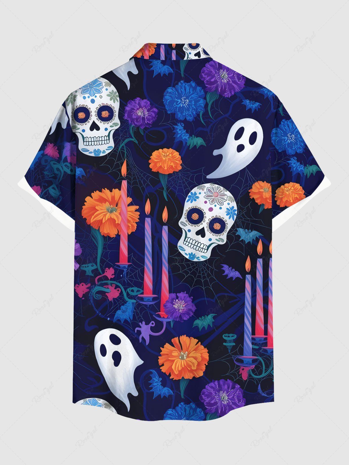 Skull Flower Ghost Candle Printed Halloween Shirt Dog And Owner Matching Outfits