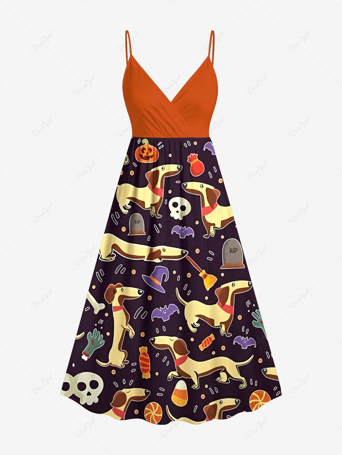 Puppy Skull Pumpkin Bat Candy Printed Halloween Shirt Dress Dog And Owner Matching Outfits