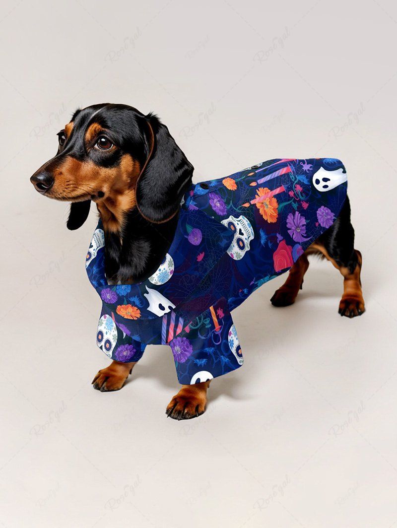 Skull Flower Ghost Candle Printed Halloween Shirt Dog And Owner Matching Outfits