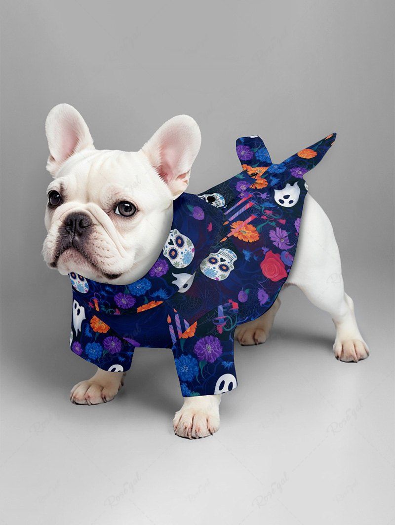 Skull Flower Ghost Candle Printed Halloween Shirt Dog And Owner Matching Outfits