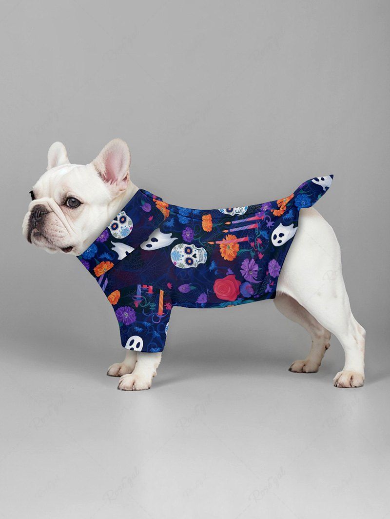 Skull Flower Ghost Candle Printed Halloween Shirt Dog And Owner Matching Outfits