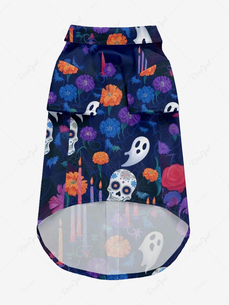 Skull Flower Ghost Candle Printed Halloween Shirt Dog And Owner Matching Outfits