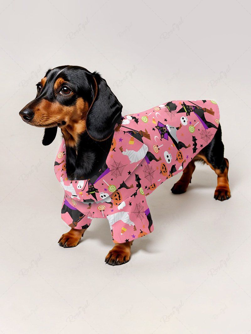 Puppy Bat Pumpkin Ghost Spider Web Printed Halloween Shirt Romper Dog And Owner Matching Outfits