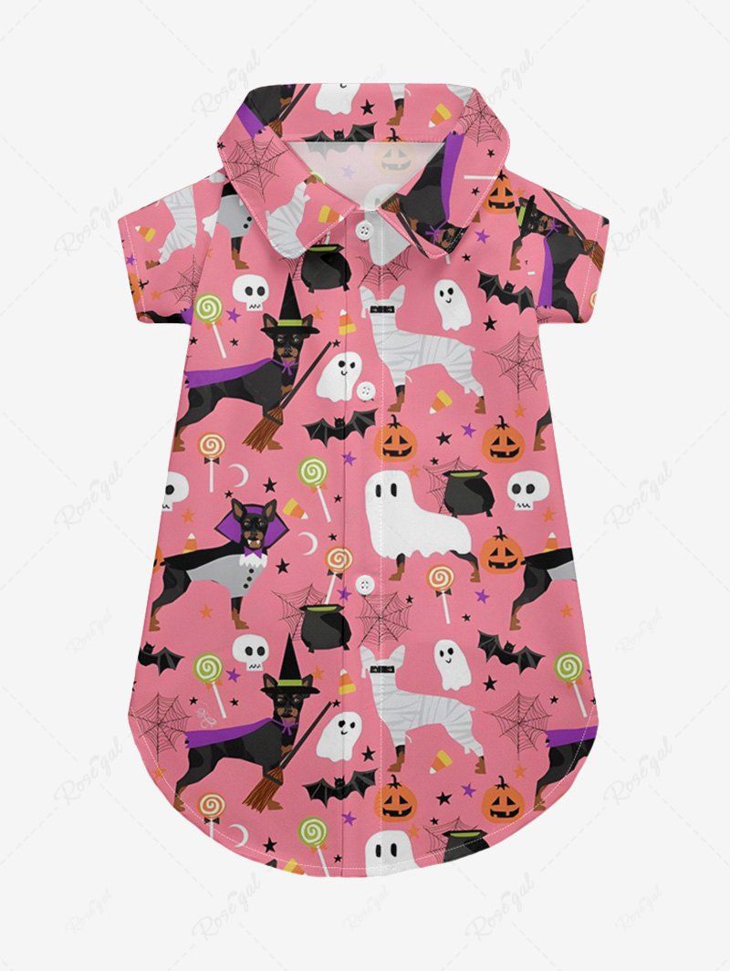 Puppy Bat Pumpkin Ghost Spider Web Printed Halloween Shirt Romper Dog And Owner Matching Outfits