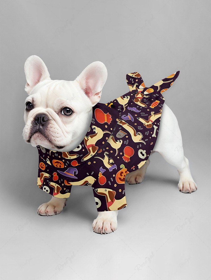 Puppy Skull Pumpkin Bat Candy Printed Halloween Shirt Dress Dog And Owner Matching Outfits