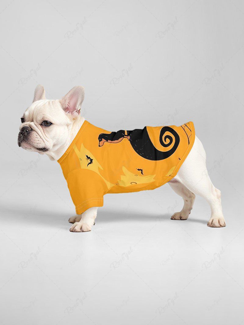 Pet's Dog Spiral Tree Spider Print Halloween T-shirt