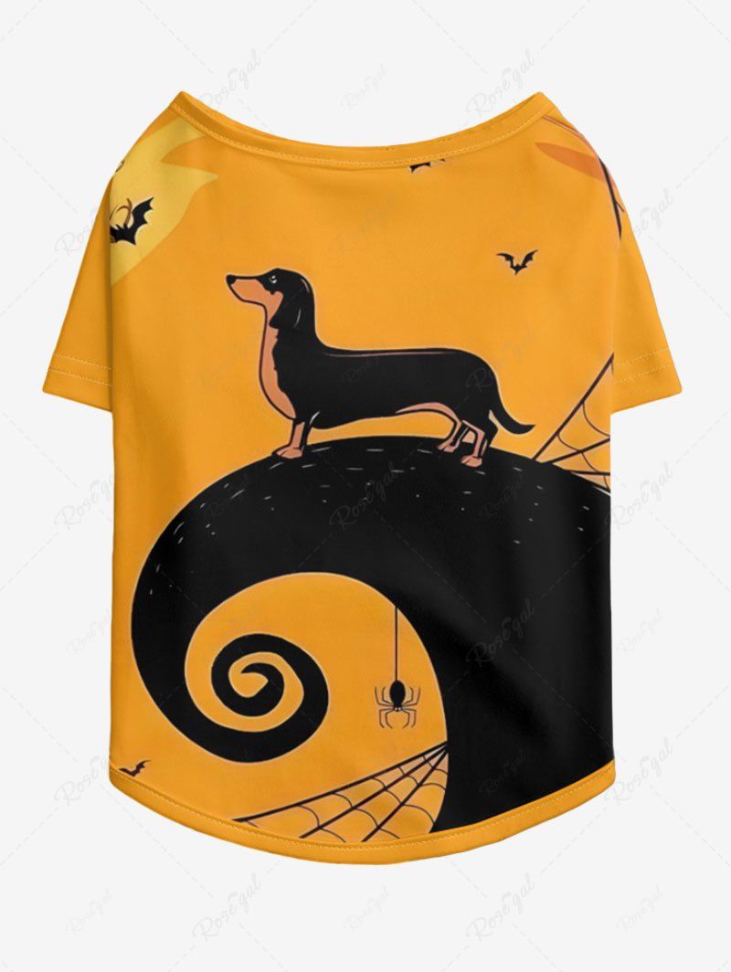 Pet's Dog Spiral Tree Spider Print Halloween T-shirt