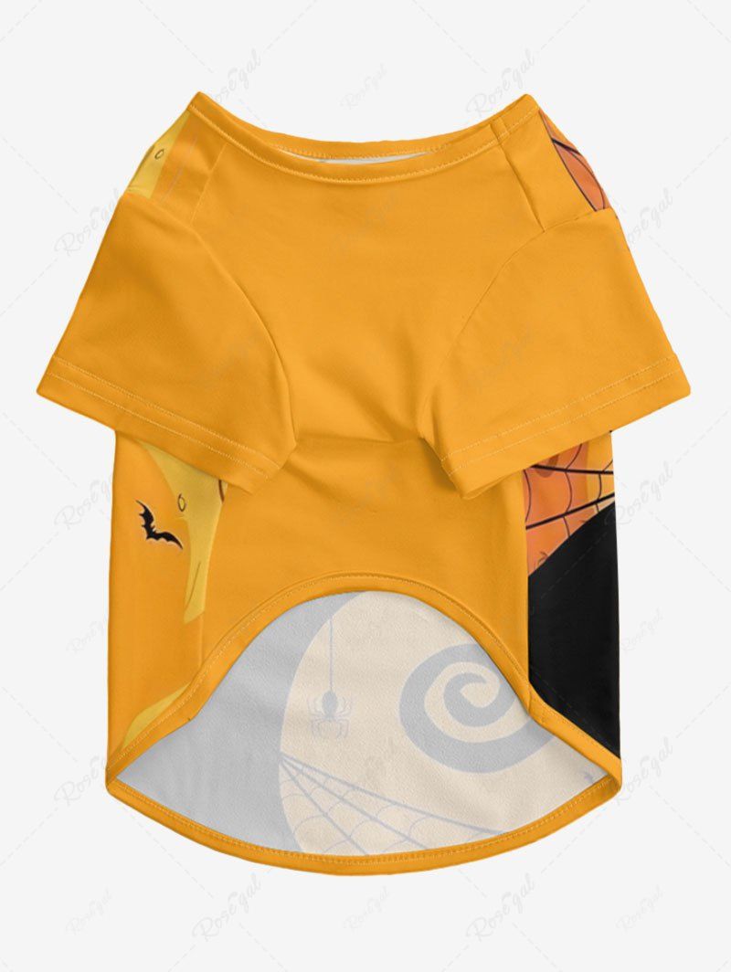 Pet's Dog Spiral Tree Spider Print Halloween T-shirt